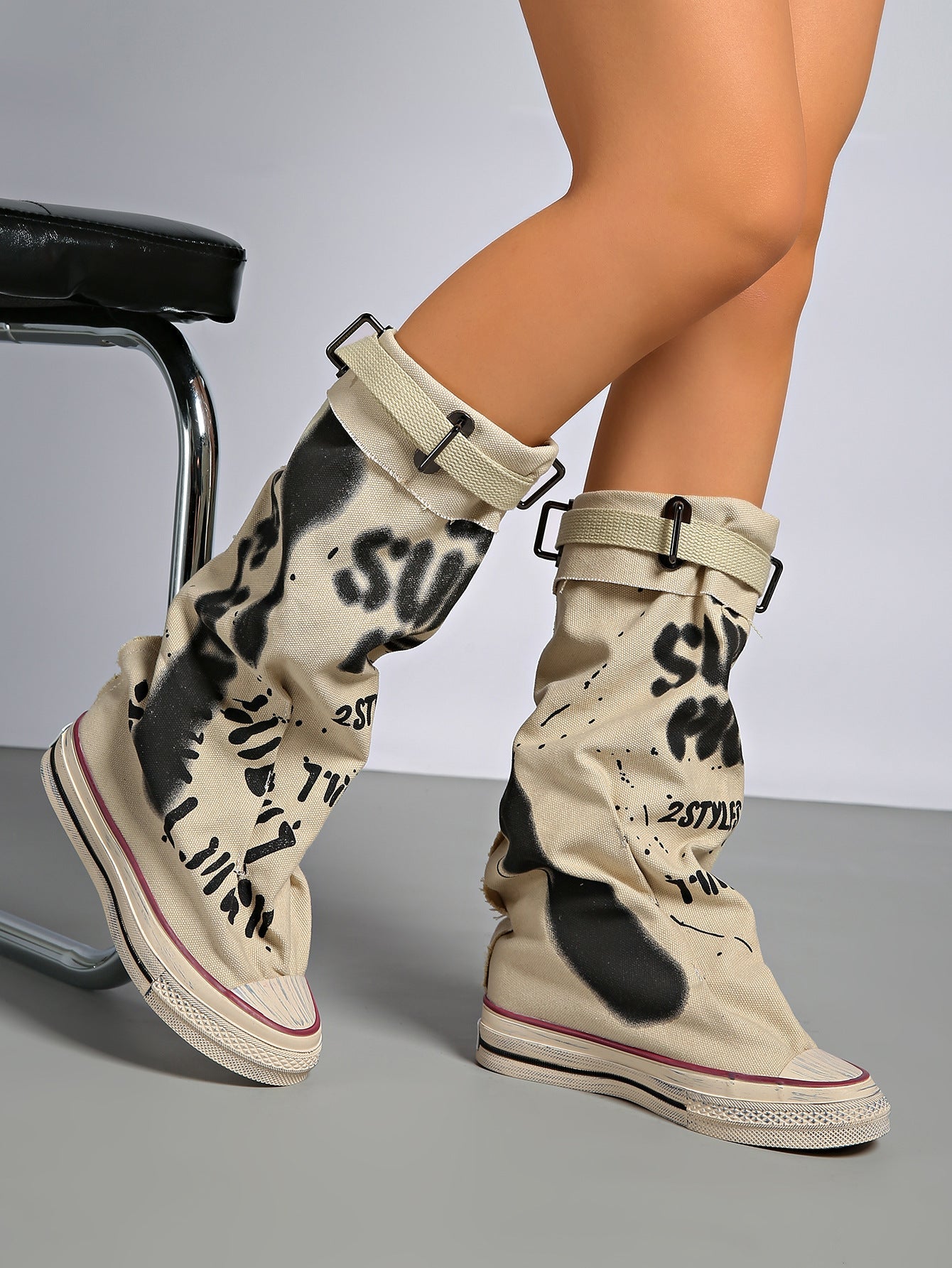 Rowan Graffiti Buckle Boots