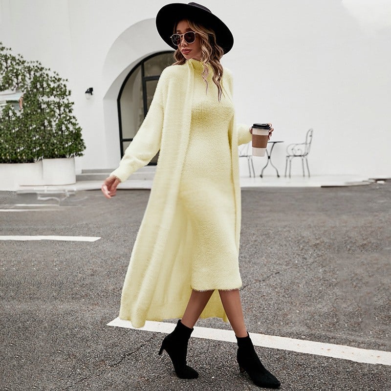 Harper Knit Set — Long Cardigan + Knit Dress