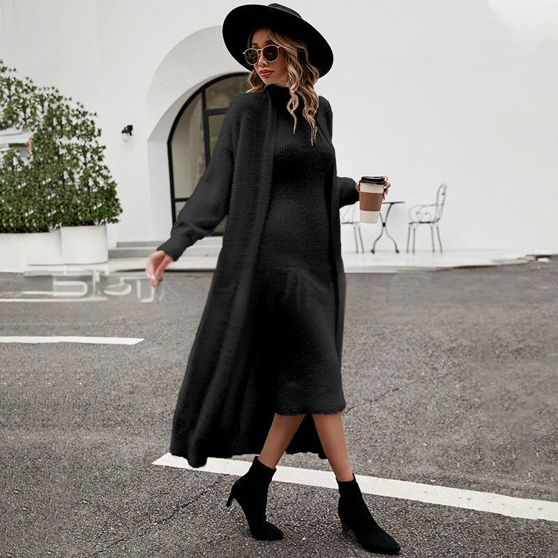 Harper Knit Set — Long Cardigan + Knit Dress