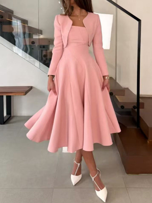 Evelyn Long-Sleeve Midi Dress
