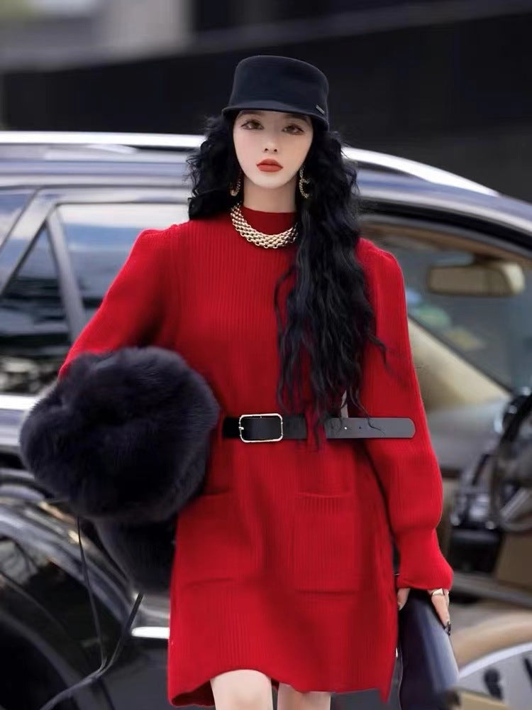 Reina Knit Belted Sweater Dress