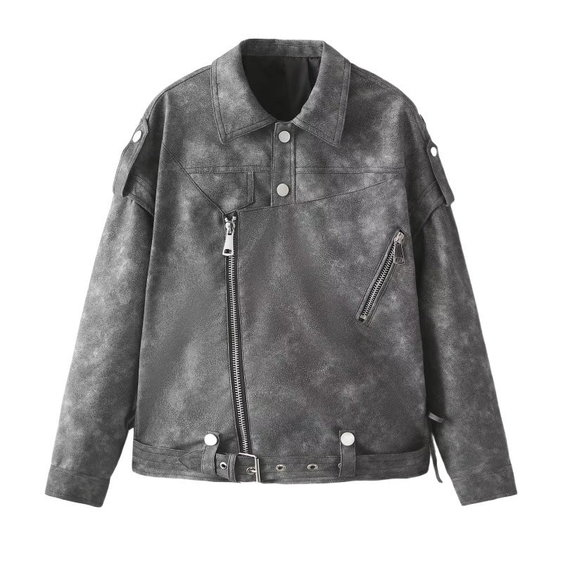 Harper Washed PU Biker Jacket