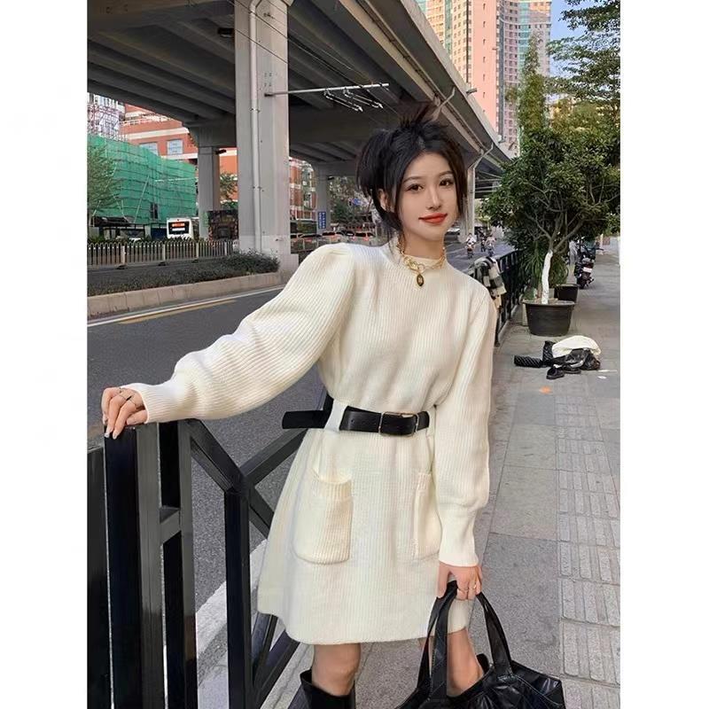 Reina Knit Belted Sweater Dress