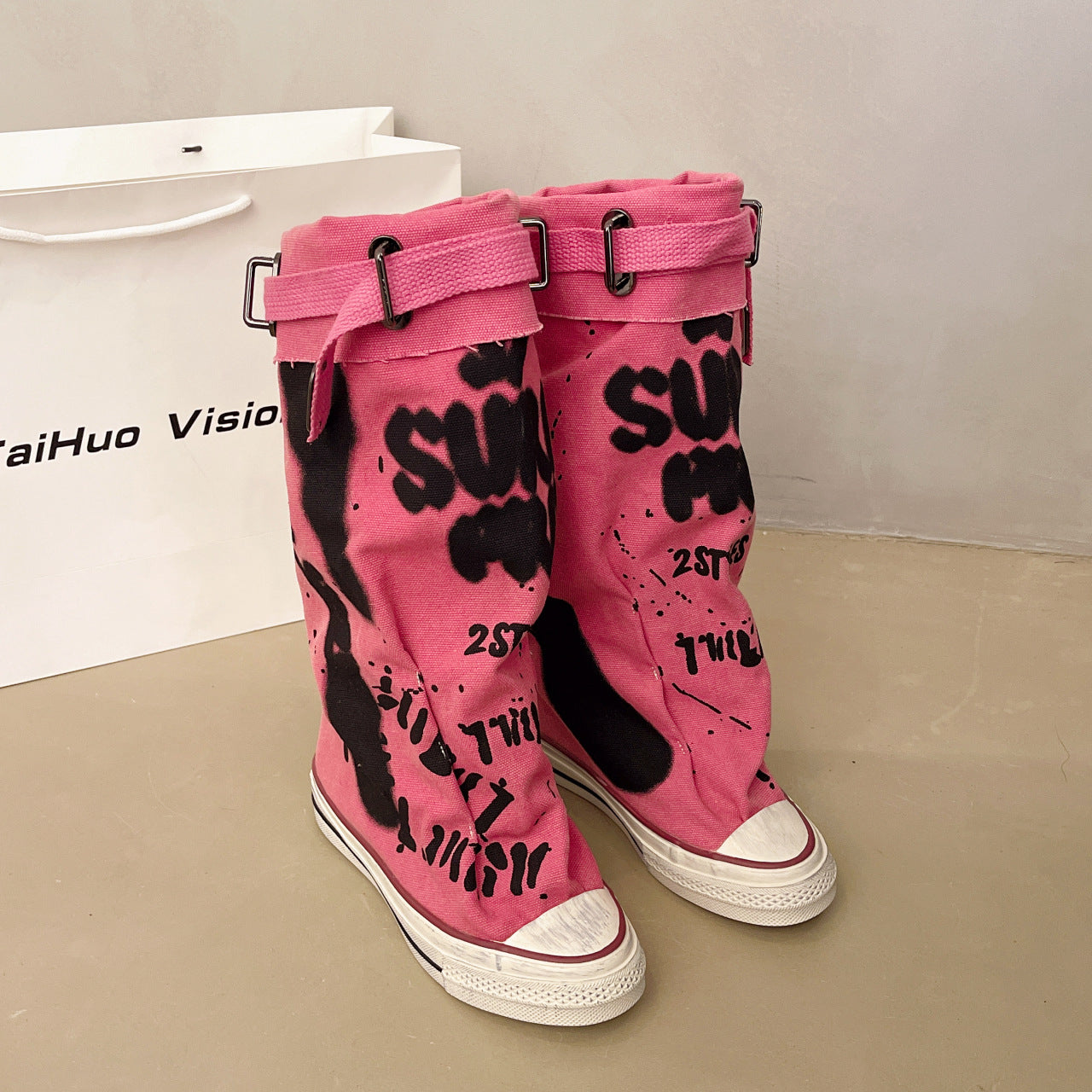 Rowan Graffiti Buckle Boots
