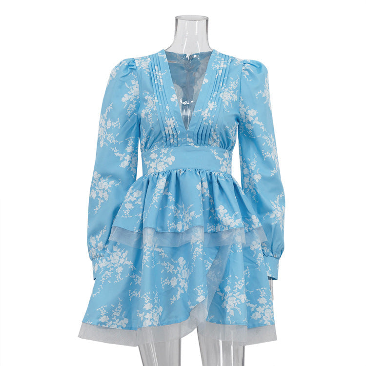 Celestine Sky Draped Mini Dress