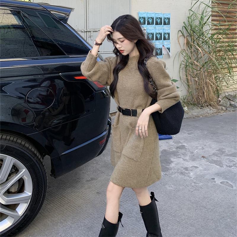 Reina Knit Belted Sweater Dress