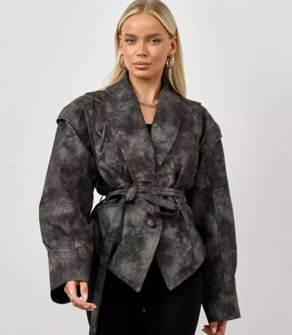 Nova Tie-Waist Faux Leather Jacket