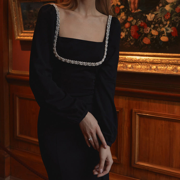 Celestia Black Crystal Detail Dress