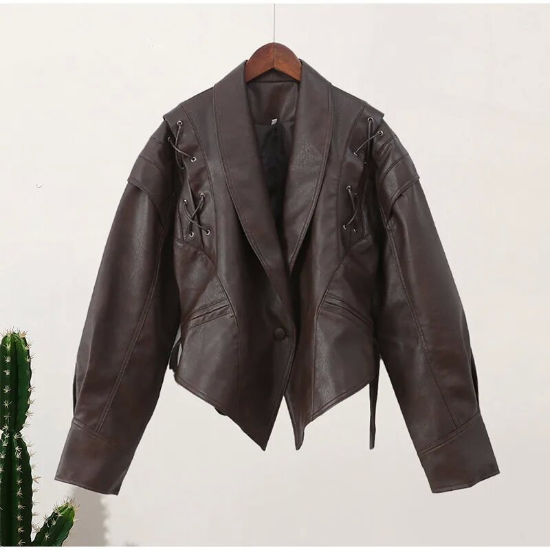 Nova Tie-Waist Faux Leather Jacket
