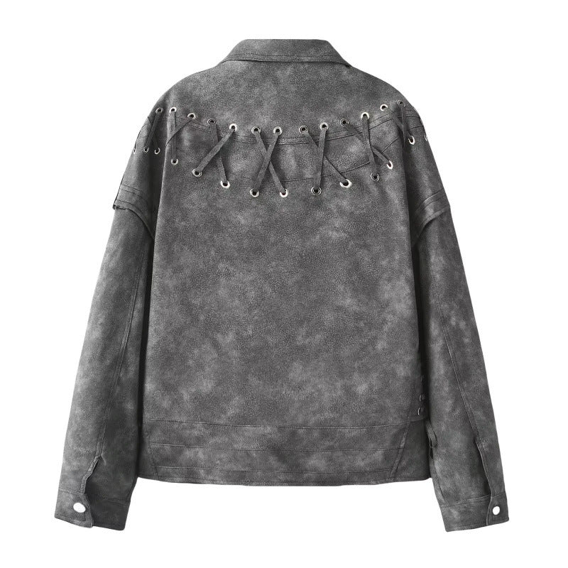 Harper Washed PU Biker Jacket