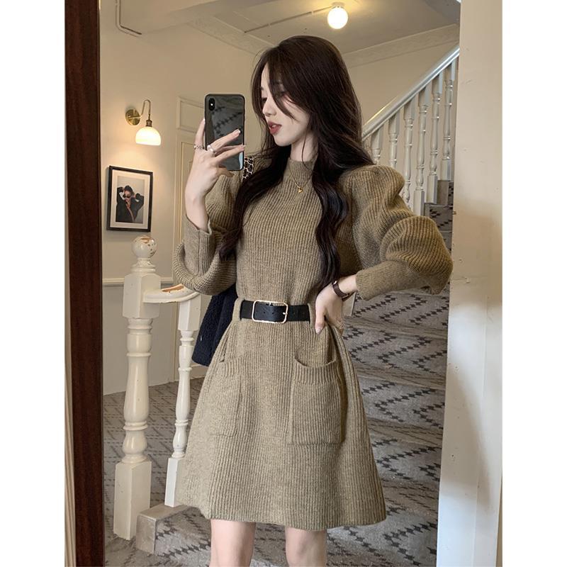 Reina Knit Belted Sweater Dress