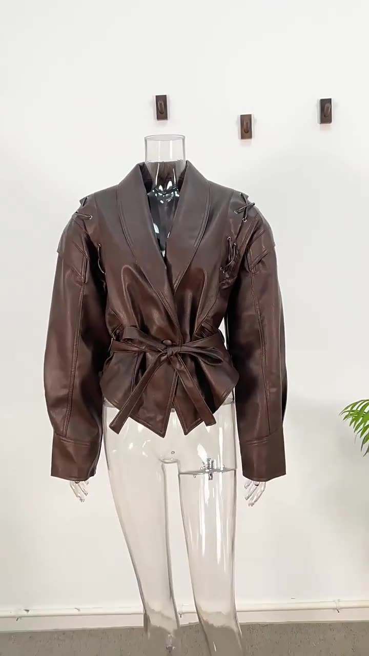 Nova Tie-Waist Faux Leather Jacket