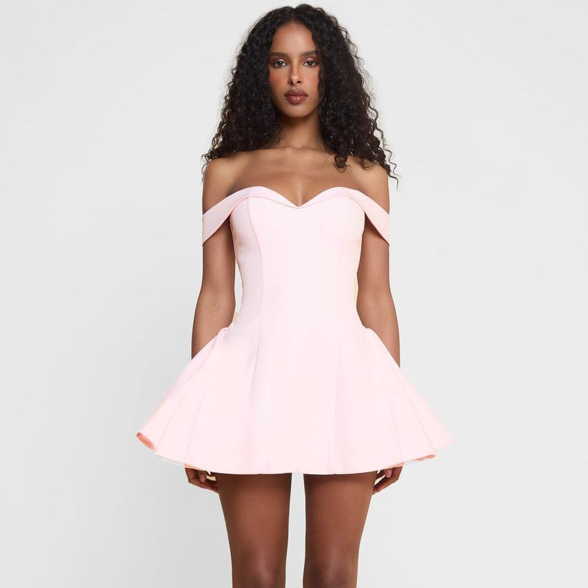 Lotus Off-Shoulder Mini Elbise