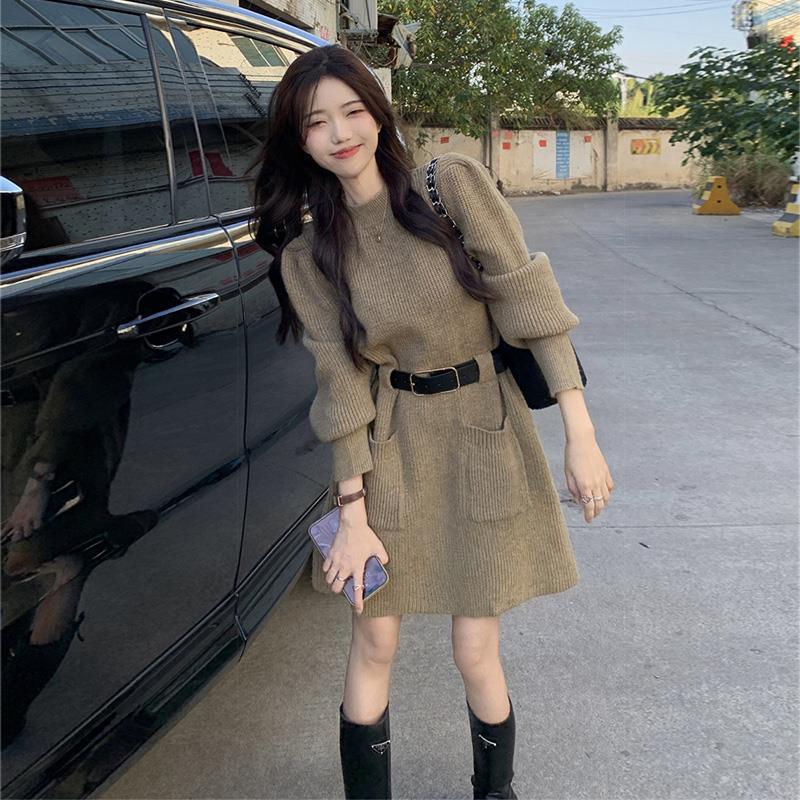 Reina Knit Belted Sweater Dress