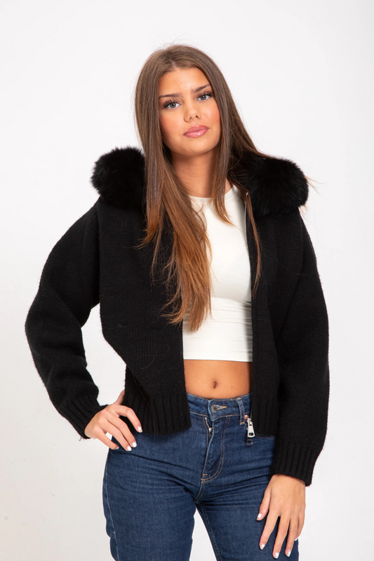 CozyFur Knit Hoodie