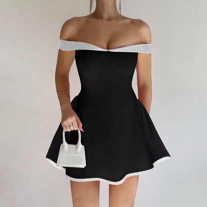Lotus Off-Shoulder Mini Elbise