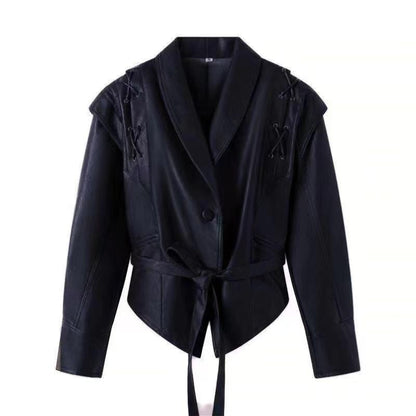 Nova Tie-Waist Faux Leather Jacket