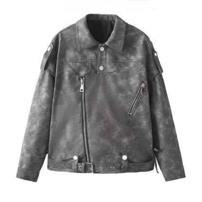 Harper Washed PU Biker Jacket