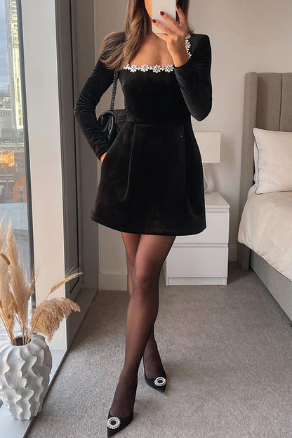 Isabella Crystal Detaylı Mini Elbise